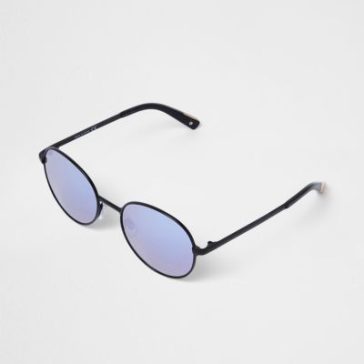 Black lilac lens round sunglasses